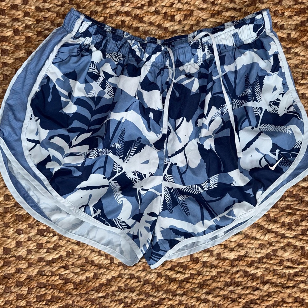 Nike Navy and White Patterned Athletic Shorts